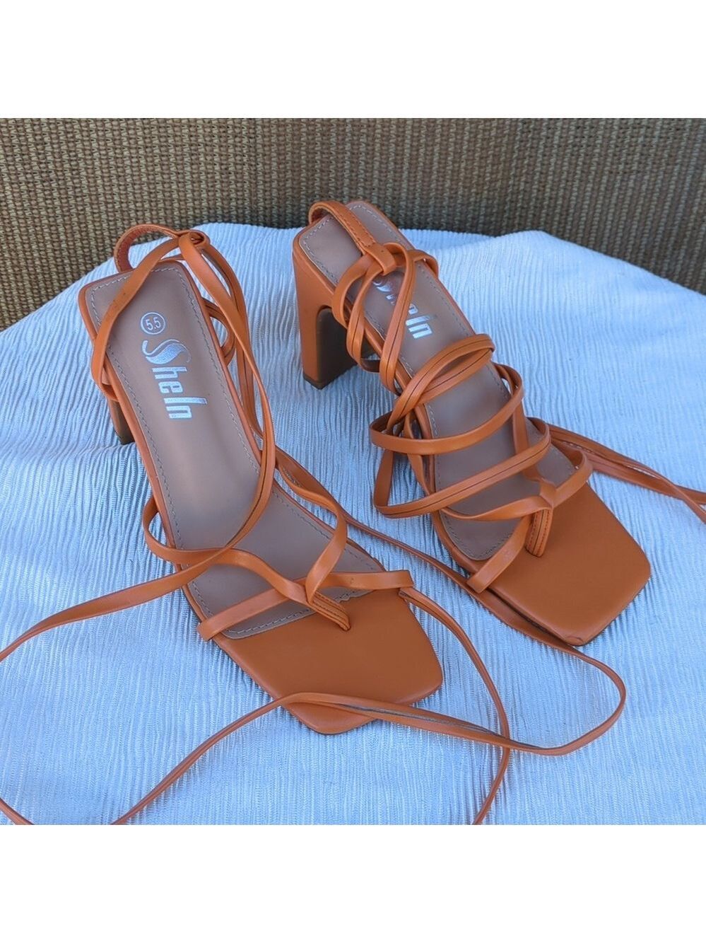 Shein Orange Lace Up Shoes Size 6 - Picture 2 of 9